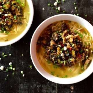 Noodle Soup with Pork and Pickled Greens