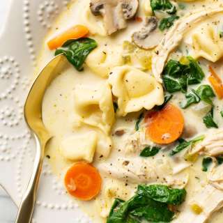 Creamy Spinach Tortellini Soup with Chicken