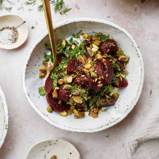Roasted Beet Salad and Feta with Pistachios