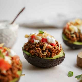 Vegan Taco Stuffed Avocado Recipe with Jalapeno Ranch