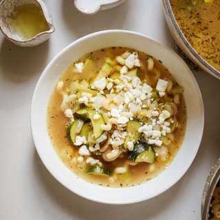 Butter Bean + Chickpea Noodle Soup