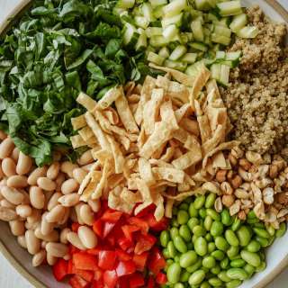 Quinoa + Edamame Salad with Creamy Mango Dressing