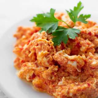 Greek Scrambled Eggs With Tomato & Feta (Strapatsada)