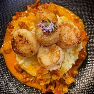 Creamy Chorizo Risotto with Seared Scallops