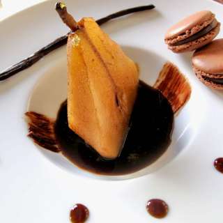 Vanilla Poached Pears with Coffee