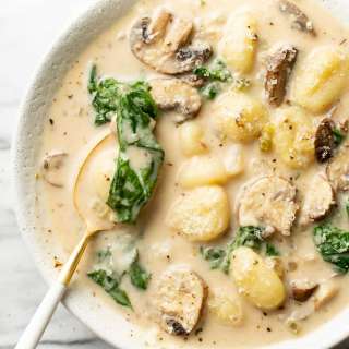 Parmesan, Mushroom, and Spinach Gnocchi Soup