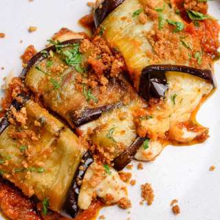 Baked Eggplant Rolls Stuffed With Cheese