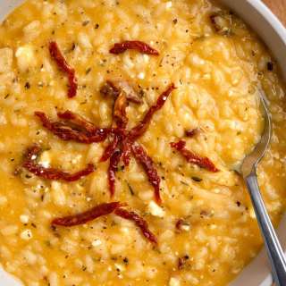Pumpkin Risotto (with feta and sun-dried tomatoes)