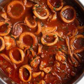 Tender Squid In Tomato Sauce