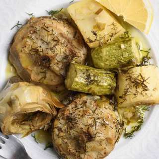 Baked Artichokes And Potatoes