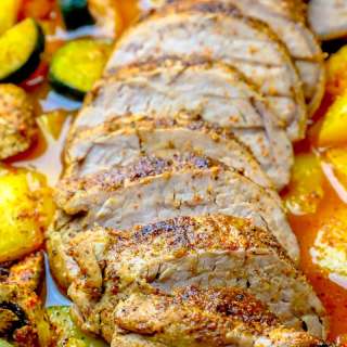 Blackened Baked Pork Tenderloin and Vegetables