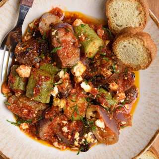 Baked Eggplant And Zucchini With Feta