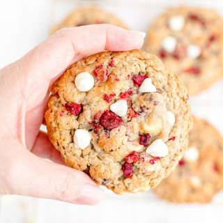 White Chocolate Chip Raspberry Oatmeal Cookies