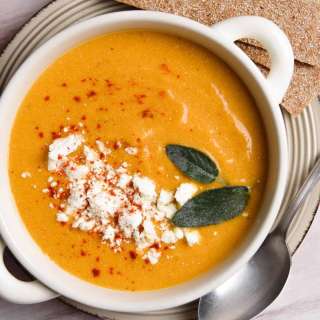 Roasted Pumpkin Sweet Potato Soup