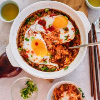 Kimchi Rice Bake with Cheese