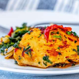 Baked Harissa Chicken and Spinach
