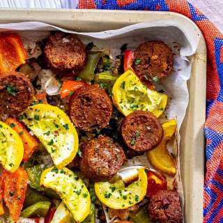 Sheetpan Vegan Chorizo and Vegetables