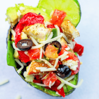 Cheesy Chicken Taco Stuffed Avocado