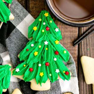 Easy Iced Christmas Tree Shortbread Cookies