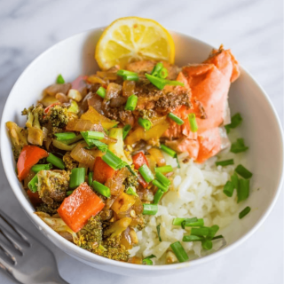 Paleo Salmon Taco Bowls with Califlower Rice