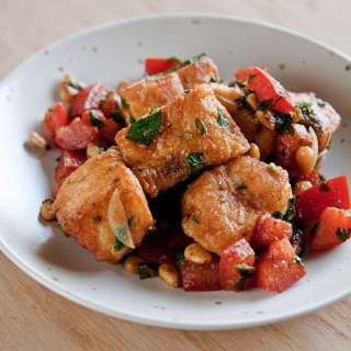 Spanish Shark with Pine Nuts and Tomatoes