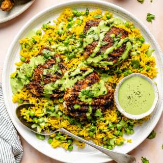 Peruvian Chicken and Rice with Green Sauce