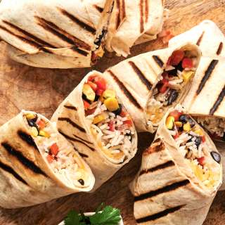 Crispy Vegetarian Black Bean and Rice Burritos
