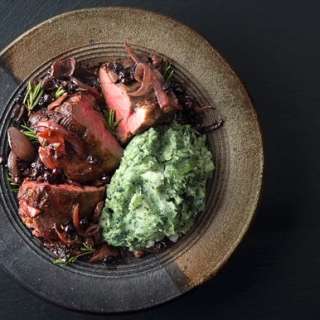 Venison with Blueberry Sauce and Colcannon