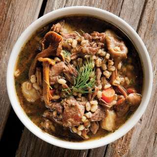 Goose Stew with Barley and Mushrooms