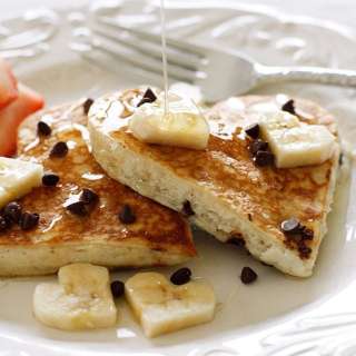 Heart-Shaped Chocolate Chip Banana Pancakes