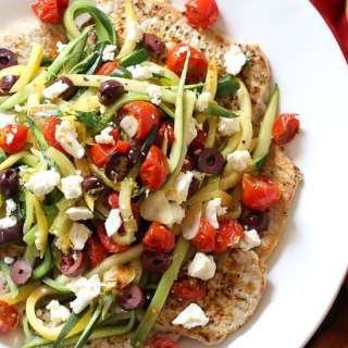 Mediterranean Boneless Pork Chops with Julienned Vegetables