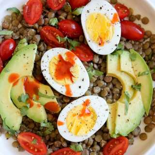 Lentil Bowls with Avocado, Eggs and Cholula