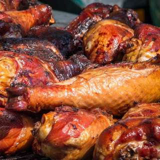 BBQ Turkey Legs with Maple Bourbon Sauce