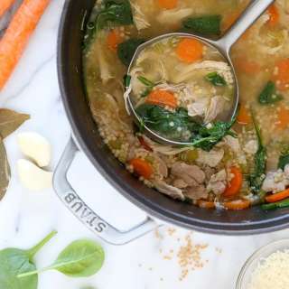 Chicken Soup with Spinach and Whole Wheat Acini di Pepe