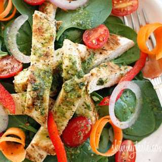 Grilled Chicken Spinach Salad with White Balsamic Vinaigrette