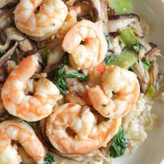 Garlicky Shrimp Stir-fry with Shiitakes and Bok Choy