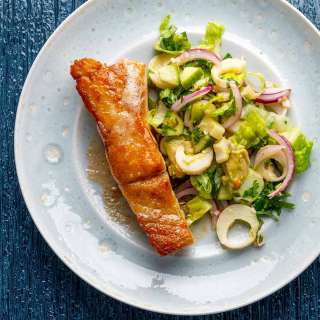 Pan Seared Grouper with Hearts of Palm Salad