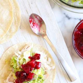 Leftover Turkey Tacos with Brussels Sprout Slaw