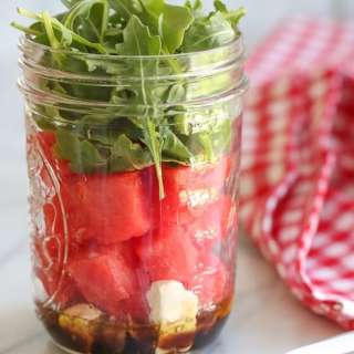 Watermelon Feta Arugula Salad in Jars