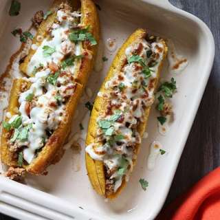 Turkey Picadillo Stuffed Sweet Plantains