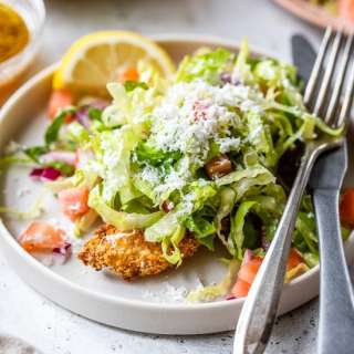 Air Fryer Chicken Milanese with Mediterranean Salad