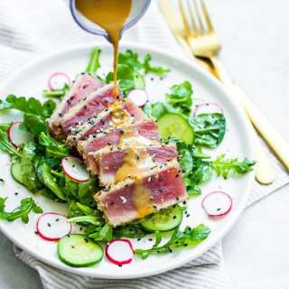 Seared Tuna Salad with Wasabi Butter Sauce