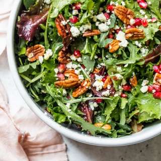 Mixed Baby Greens with Pomegranate, Gorgonzola and Pecans