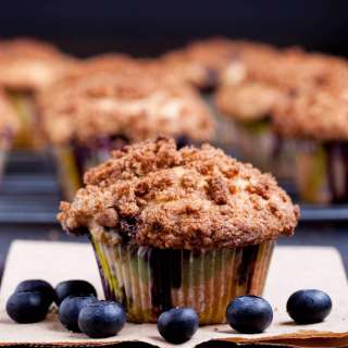 Bakery Style Blueberry Muffins with Streusel