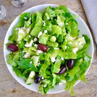 Classic Greek Green Salad with Feta – Maroulosalata
