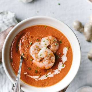 Curry Tomato Soup With Cumin Roasted Shrimp {Gluten-Free}