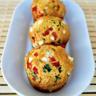 Savory Feta Spinach and Sweet Red Pepper Muffins