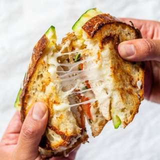 Grilled Chicken Panini with Zucchini, Tomato, and Mozzarella  