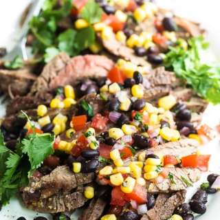 Grilled Flank Steak with Black Bean and Corn Salsa
