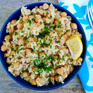 Greek Chickpeas and Rice with Lemon & Tahini